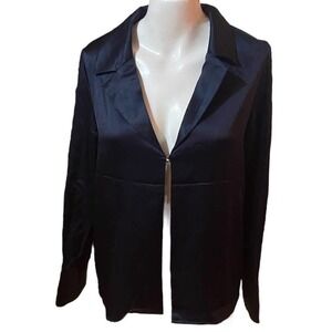 House of Harlow 1960 Women's Navy Blue/Black Satin Blazer Medium